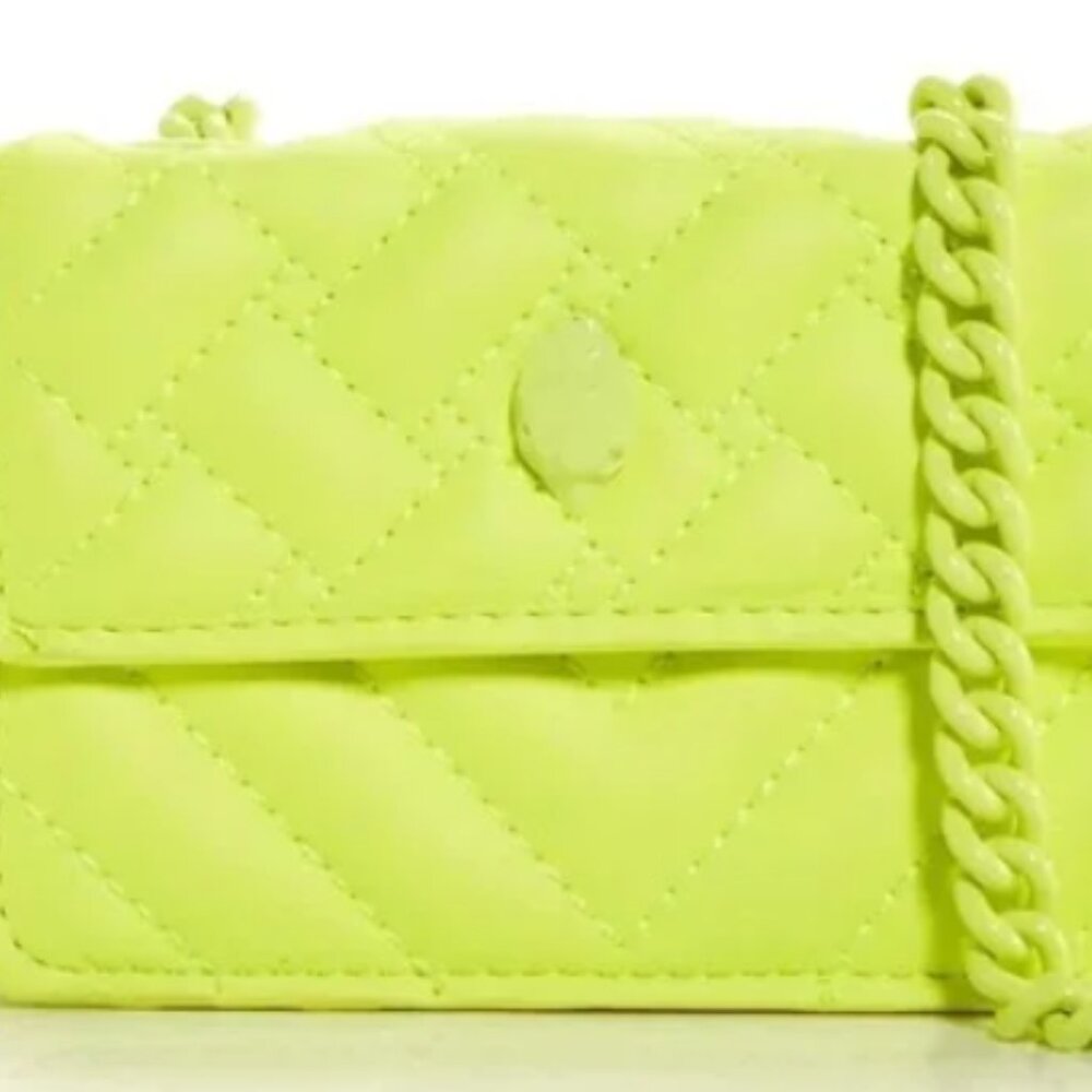 KURT GEIGER LONDON Micro Kensington Neon Yellow Leather Crossbody - Picture 6 of 7